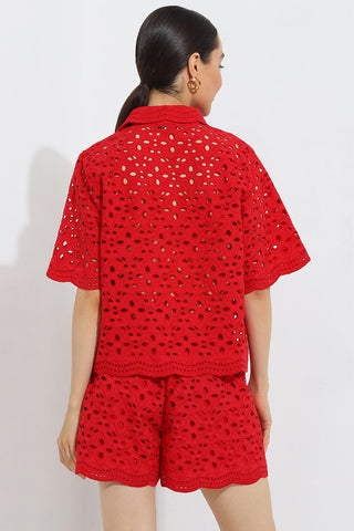 Ranna Gill-Ellin Crop Red Shirt-INDIASPOPUP.COM