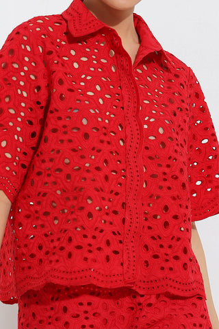 Ranna Gill-Ellin Crop Red Shirt-INDIASPOPUP.COM