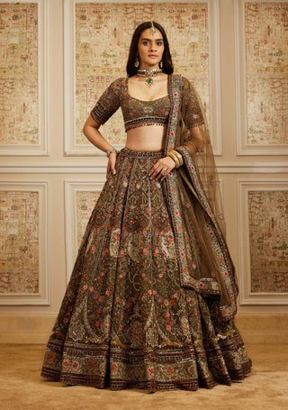 Reehana olive green lehenga set