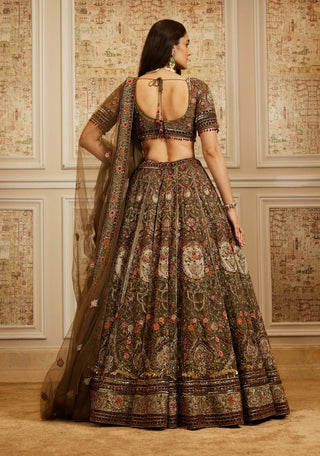 Reehana olive green lehenga set
