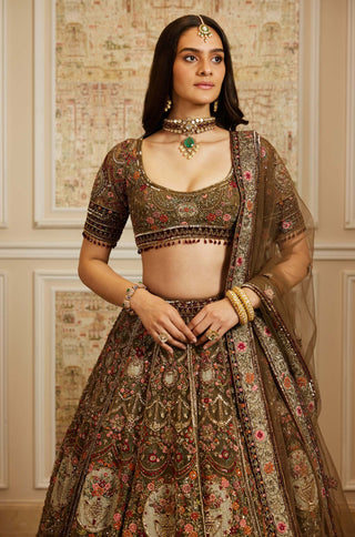 Reehana olive green lehenga set
