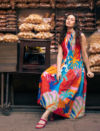 Kota multi print ruching dress