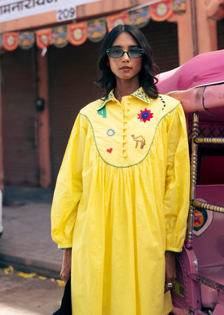 Peela yellow mulmul dress