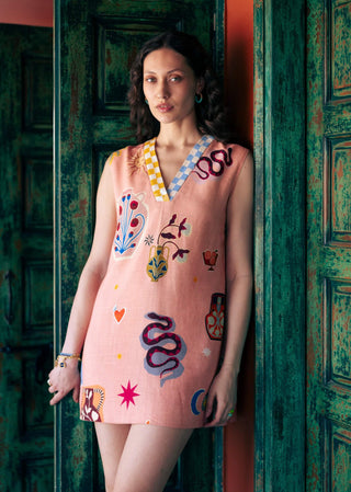 Pottery peach short dress