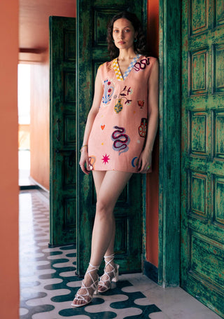 Pottery peach short dress