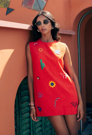 Sahara orange dawn short dress