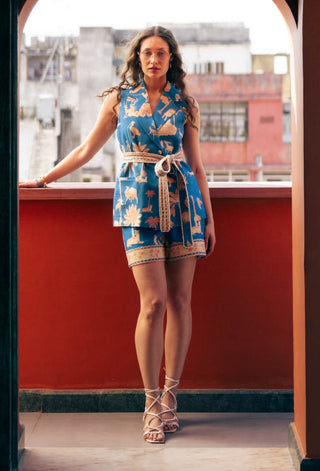 Jaipur blue blazer with shorts