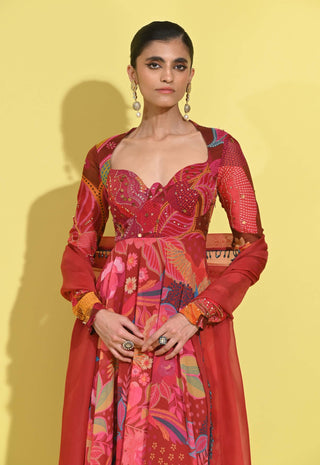 Ruby Anarkali And Dupatta by Rishi & Vibhuti available on Indiaspopup.com