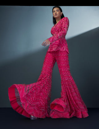 Araluen fuchsia floral kurta and sharara set