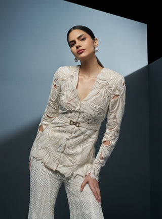 Araluen ivory floral kurta and sharara set