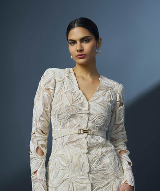 Araluen ivory floral kurta and sharara set