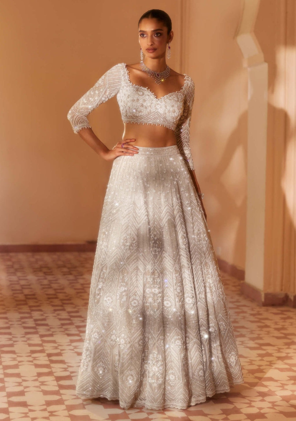 Roqa | Ivory Labaan Lehenga Set | INDIASPOPUP.COM