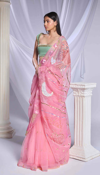 Rose Reverie Sari And Blouse by Papa Don'T Preach By Shubhika, available on Indiaspopup.com