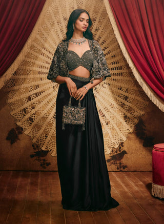 Ruth black cape and skirt set