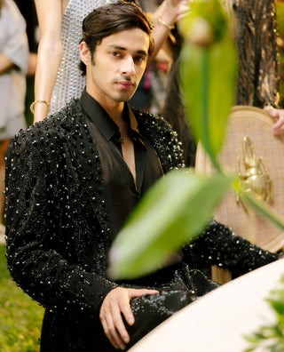 Black monarch black crystal jacket set