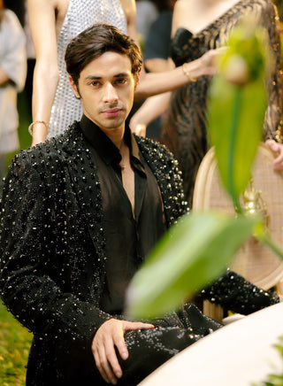 Black monarch black crystal jacket set