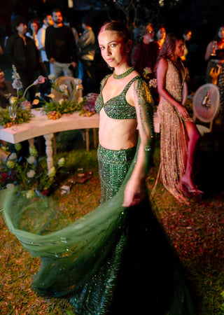 Emerald elan emerald green lehenga set