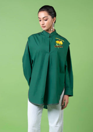 Emerald Green Oversized Shirt by Siddhartha Bansal, available on Indiaspopup.com