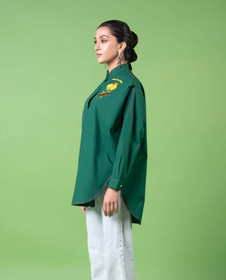 Emerald Green Oversized Shirt by Siddhartha Bansal, available on Indiaspopup.com