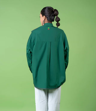 Emerald Green Oversized Shirt by Siddhartha Bansal, available on Indiaspopup.com