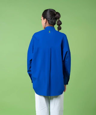 Persian Blue Oversized Shirt by Siddhartha Bansal, available on Indiaspopup.com