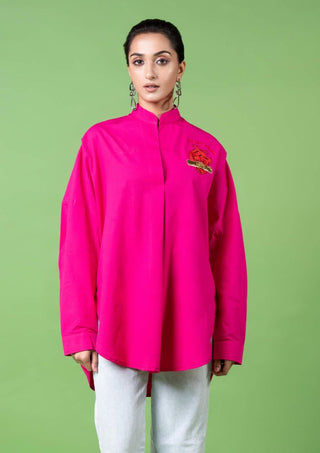 Hot Pink Oversized Shirt by Siddhartha Bansal, available on Indiaspopup.com