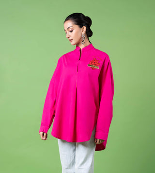 Hot Pink Oversized Shirt by Siddhartha Bansal, available on Indiaspopup.com