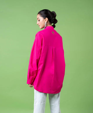 Hot Pink Oversized Shirt by Siddhartha Bansal, available on Indiaspopup.com