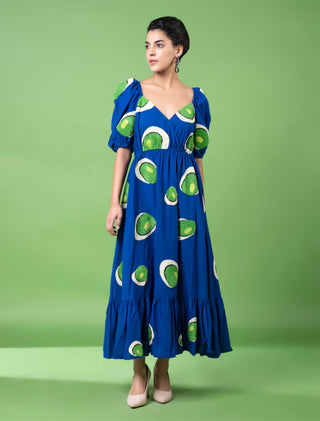 Blue Murano Glass Art Embroidered Blue Dress by Siddhartha Bansal, available on Indiaspopup.com