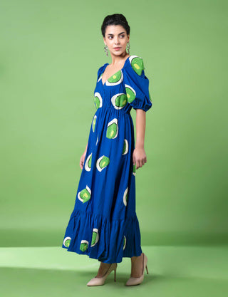 Blue Murano Glass Art Embroidered Blue Dress by Siddhartha Bansal, available on Indiaspopup.com