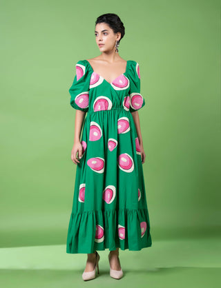 Green Murano Glass Art Embroidered Dress by Siddhartha Bansal, available on Indiaspopup.com