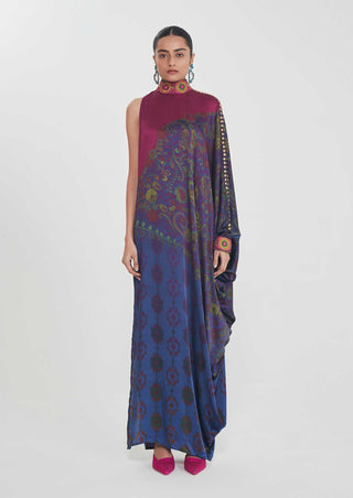 Zeba midnight blue one-shoulder dress