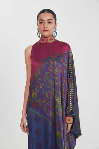 Zeba midnight blue one-shoulder dress
