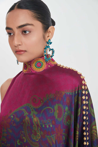 Zeba midnight blue one-shoulder dress