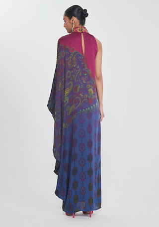 Zeba midnight blue one-shoulder dress