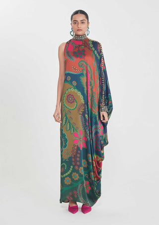 Parizad multicolor one-shoulder dress
