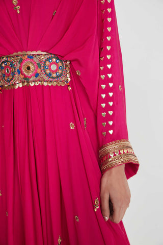 Gulnaz rani pink belt kaftan
