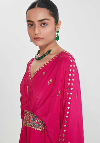 Gulnaz rani pink belt kaftan