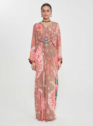 Suhana blush pink belt kaftan