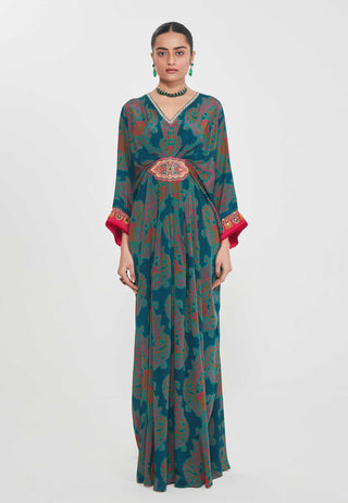 Meher midnight blue belt kaftan