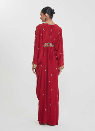 Sufiya cherry red belt kaftan