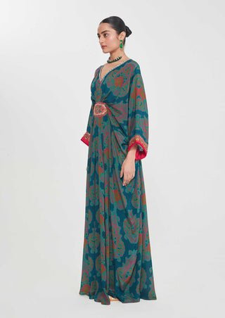 Meher midnight blue belt kaftan