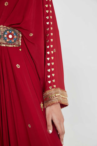 Sufiya cherry red belt kaftan