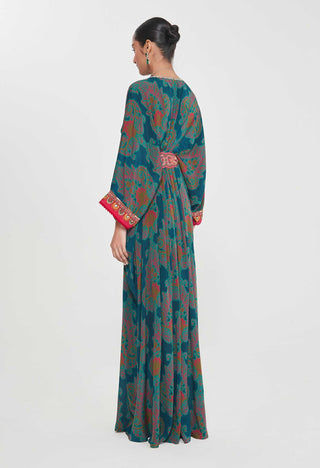 Meher midnight blue belt kaftan