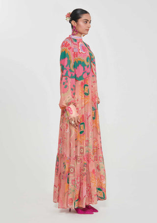 Sufi printed tiered dress