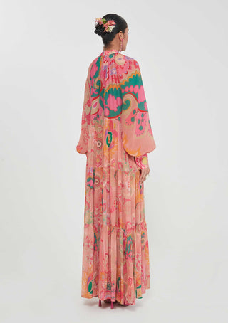 Sufi printed tiered dress