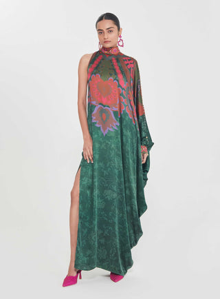 Laila royal green one-shoulder dress