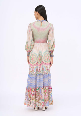 Multicolor Smocking Tier Dress by Siddhartha Bansal, available on Indiaspopup.com