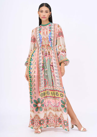 Kaleidoscopic print kaftan dress