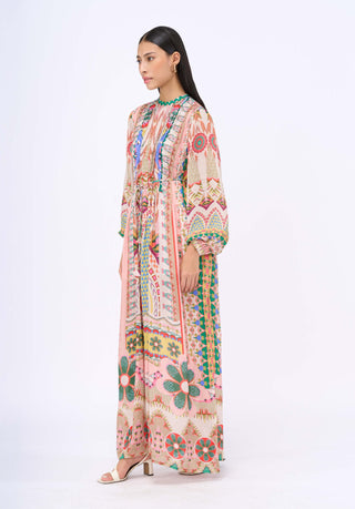 Kaleidoscopic print kaftan dress